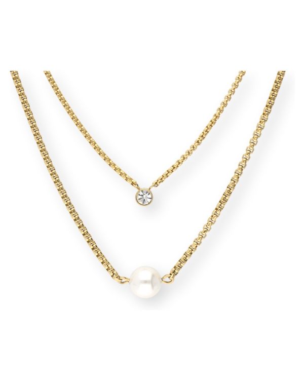 Zirkonia, Perlen Halskette Edelstahl - Pearls von Carat