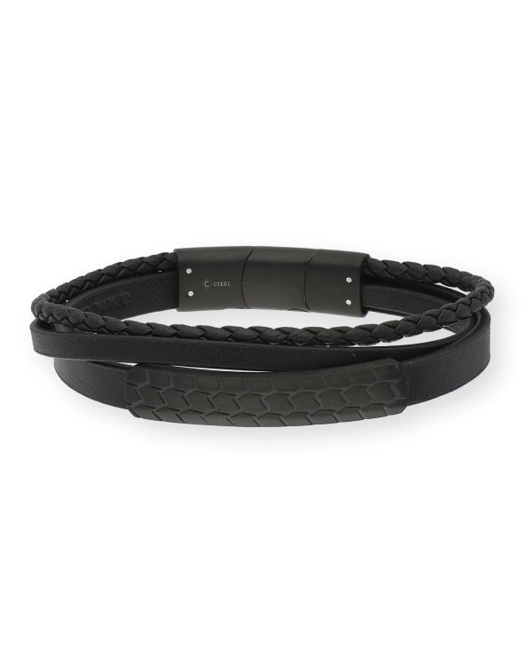 Bracelet Acier inoxydable, Cuir - Cool de Carat Men