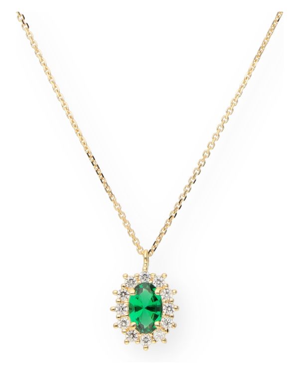 Grüntopas synth, Zirkonia Halskette Gold 18 ct - Colorstone von Carat