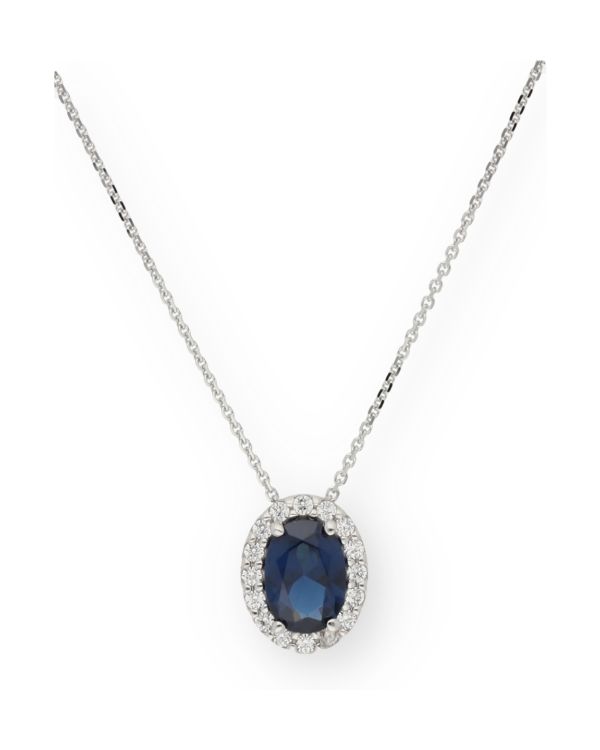 Saphir synth, Zirkonia Halskette Gold 18 ct - Colorstone von Carat