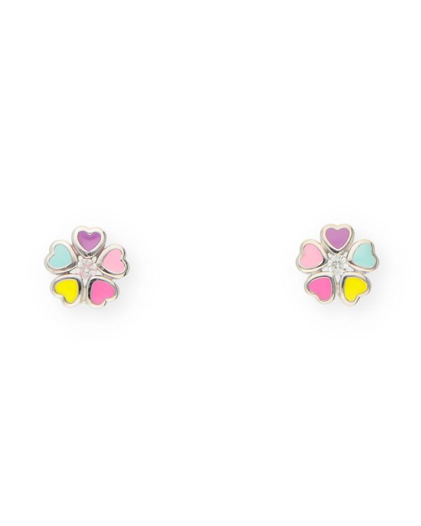 Clous d'oreilles Zirconia, Émail Argent 925-Motifs de Carat Kids
