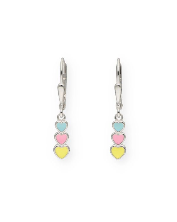 Pendants d'oreilles Émail Argent 925 - Hearts de Carat Kids