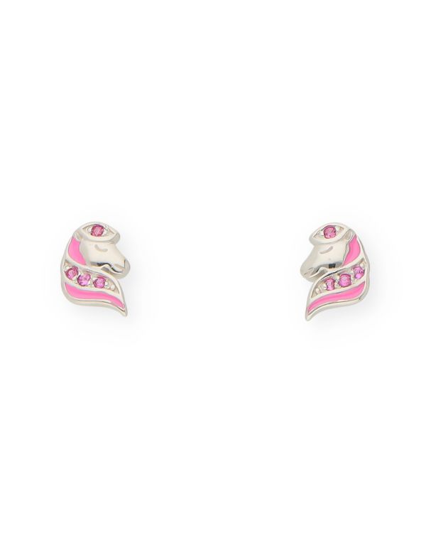 Clous d'oreilles Zirconia, Émail Argent 925-Motifs de Carat Kids