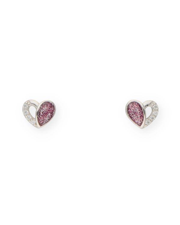 Clous d'oreilles Zirconia, Émail Argent 925-Hearts de Carat Kids