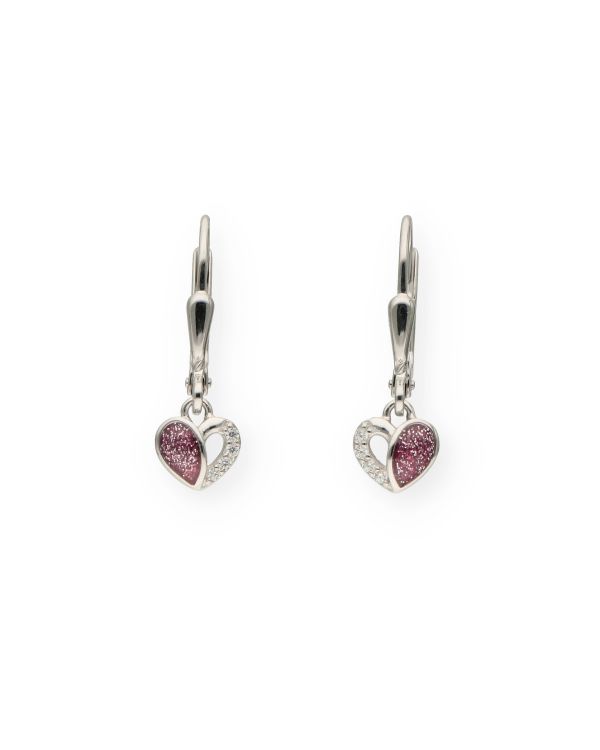 Pendants d'oreilles Zirconia, Émail Argent 925-Hearts-Carat Kids