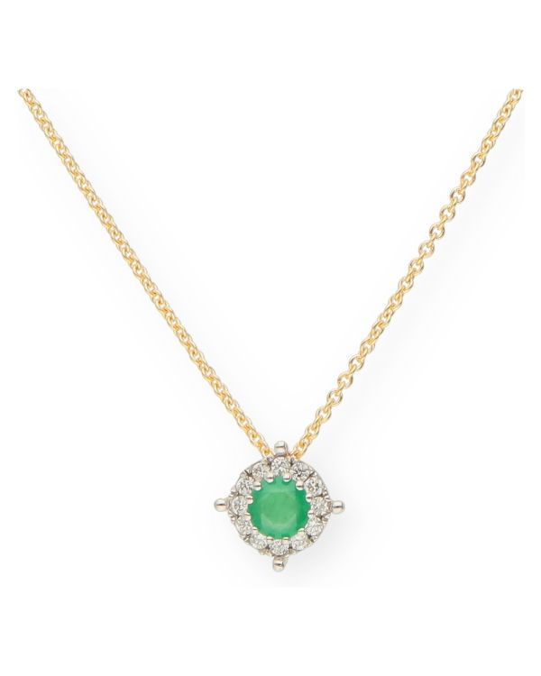 Smaragd, Diamant Halskette Gold 18 ct - Colorstone von Carat