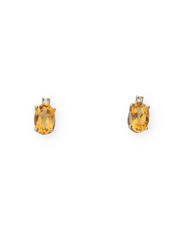 Clous d'oreilles Citrine, Zirconia Or 9 ct - Colorstone de Carat