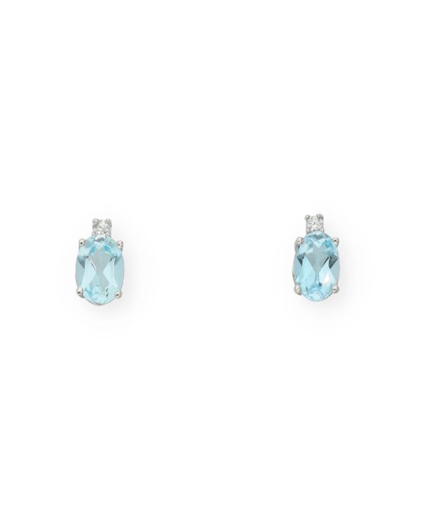 Clous d'oreilles Topaze Bleue, Zirconia Or 9 ct-Colorstone Carat