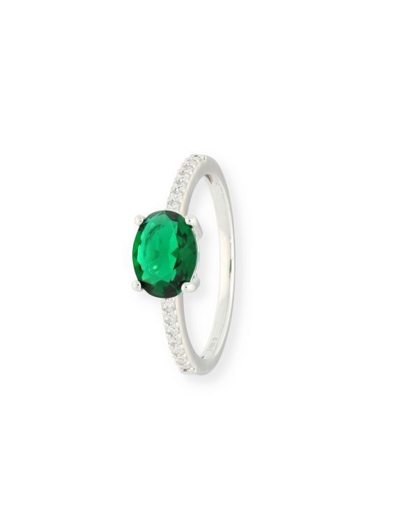 Glas, Zirkonia Ring Silber 925 - Colorstone von Carat