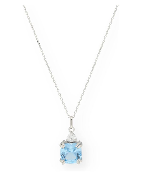 Aquamarin, Zirkonia Halskette Silber 925 - Colorstone von Carat