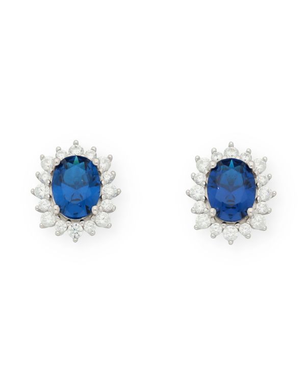 Clous d'oreilles Saphir, Zirconia Argent 925-Colorstone de Carat
