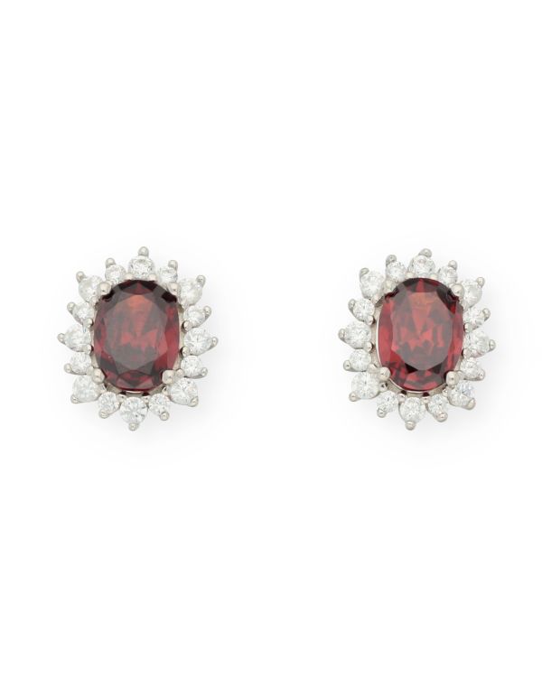 Clous d'oreilles Grenat, Zirconia Argent 925-Colorstone de Carat