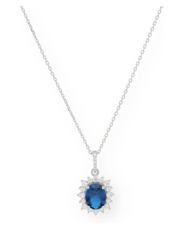 Saphir, Zirkonia Halskette Silber 925 - Colorstone von Carat