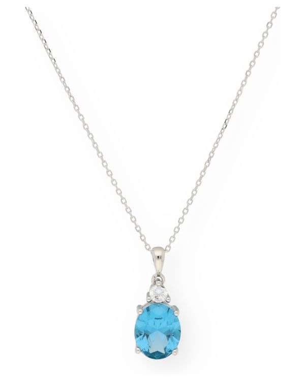 Saphir, Zirkonia Halskette Silber 925 - Colorstone von Carat