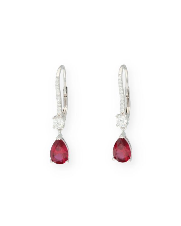 Pendants d'oreilles Rubis, Zirconia Argent 925-Colorstone-Carat