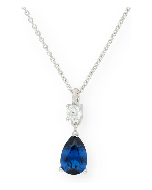 Saphir, Zirkonia Halskette Silber 925 - Colorstone von Carat