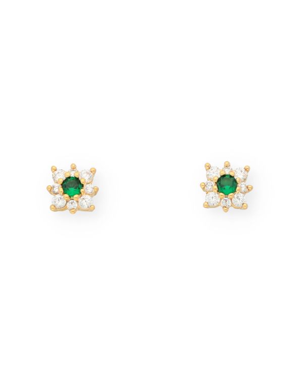 Clous d'oreilles Béryl, Zirconia Laiton plaqué-Colorstone-Carat