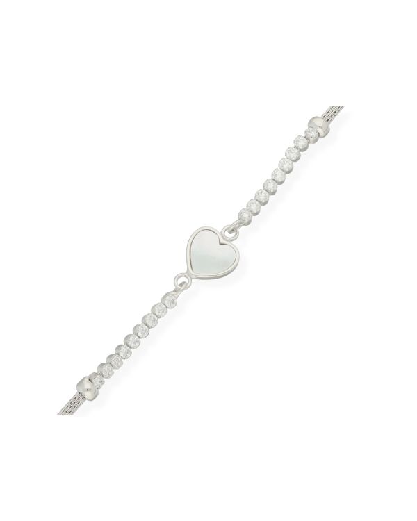 Perlmutter, Zirkonia Armband Silber 925 - Hearts von Carat