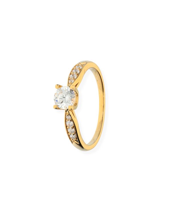 Bague Zirconia Laiton plaqué - Solitaire de Carat