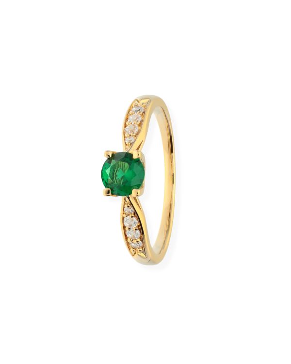 Beryll, Zirkonia Ring Messing Plaqué - Colorstone von Carat