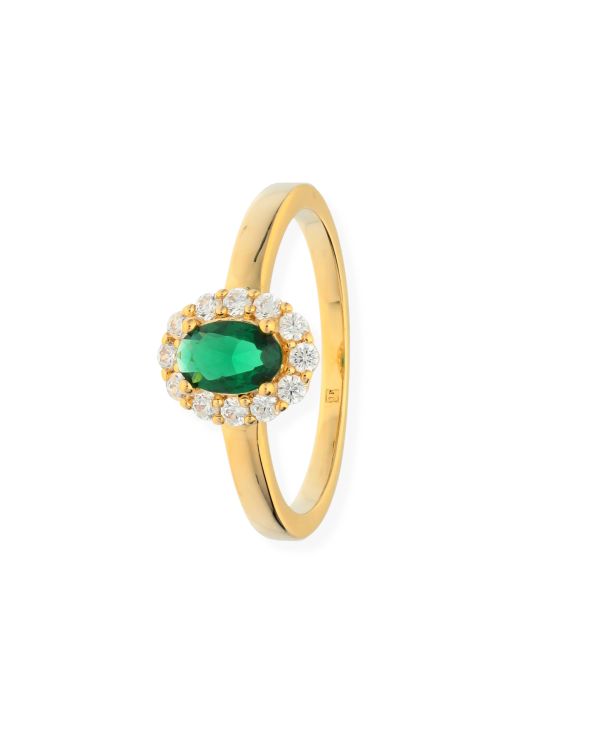 Beryll, Zirkonia Ring Messing Plaqué - Colorstone von Carat