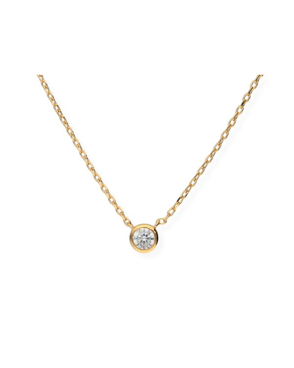 Collier Zirconia Laiton plaqué - Solitaire de Carat