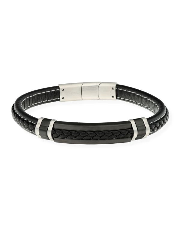 Armband Edelstahl, Leder - Cool von Carat Men