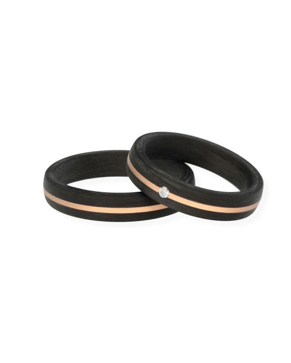 Ehering Karbon, Gold 14 ct - Alliance von Carat