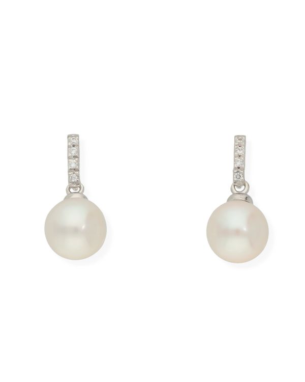 Pendants d'oreilles Perles, Zirconia Or 18 ct - Pearls de Carat