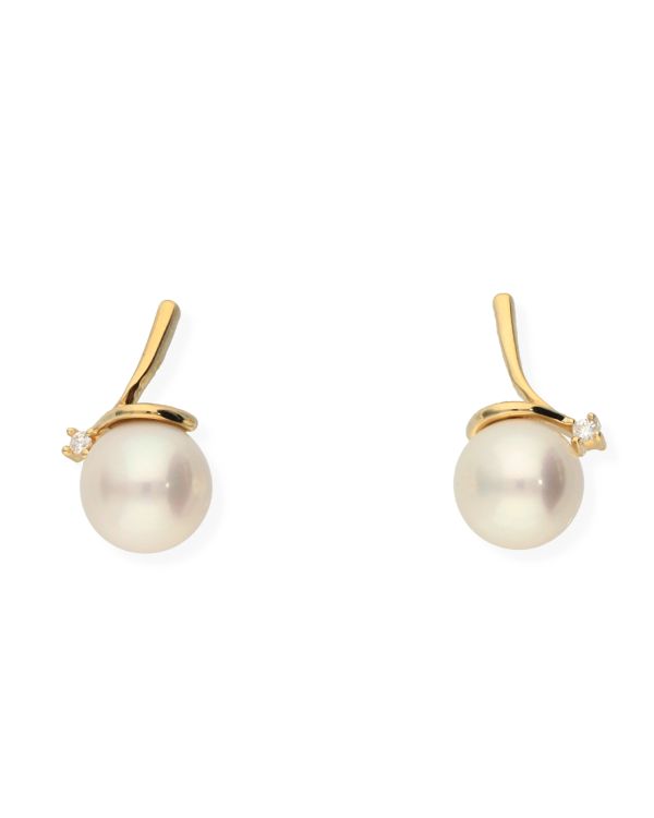 Pendants d'oreilles Perles, Zirconia Or 18 ct - Pearls de Carat