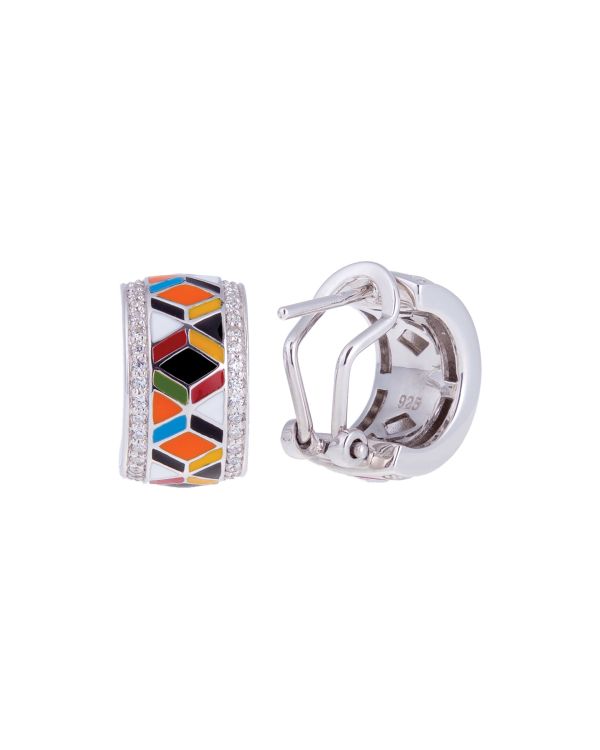 Una Storia Créoles Émail, Zirconia Argent 925 - Siena