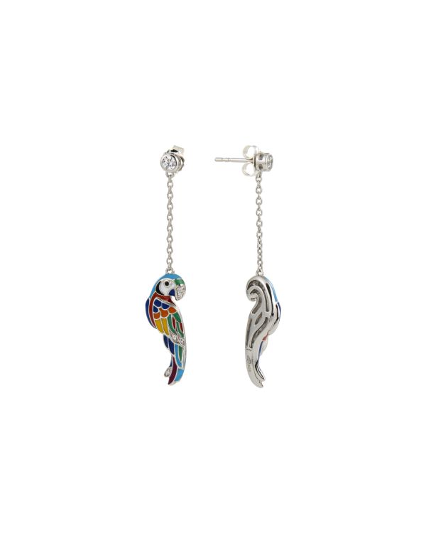 Una Storia Pendants d'oreilles Émail, Zirconia Argent 925 - Lovebirds