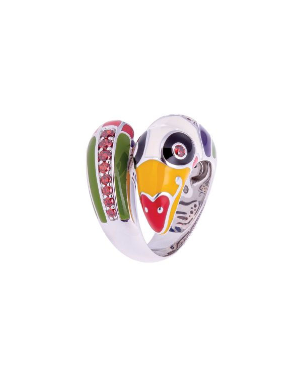 Una Storia - Email, Zirkonia Ring Silber 925 - Toucan