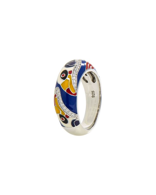 Una Storia - Email, Zirkonia Ring Silber 925 - Toucan