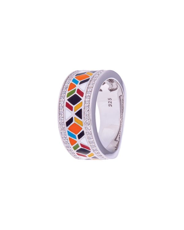 Una Storia - Email, Zirkonia Ring Silber 925 - Siena