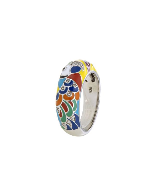 Una Storia - Email, Zirkonia Ring Silber 925 - Lovebirds