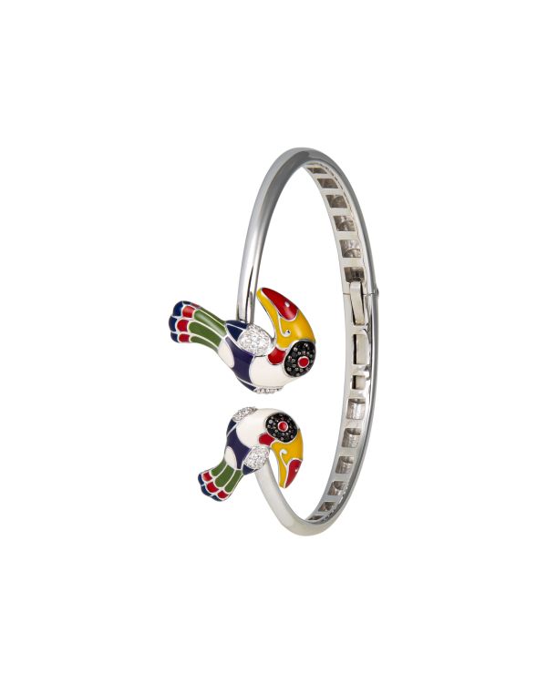Una Storia - Email, Zirkonia Armreif Silber 925 - Toucan
