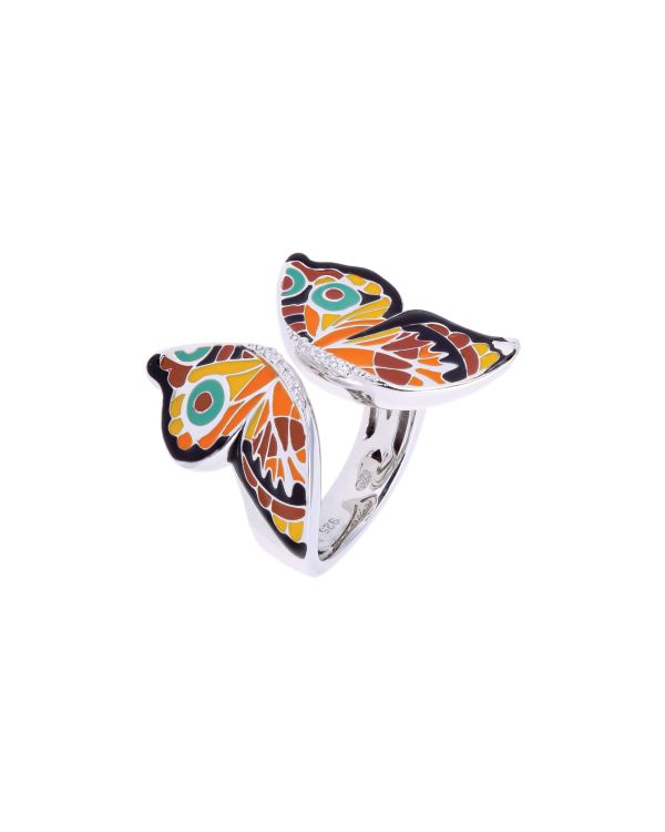 Una Storia - Email, Zirkonia Ring Silber 925 - Papillon