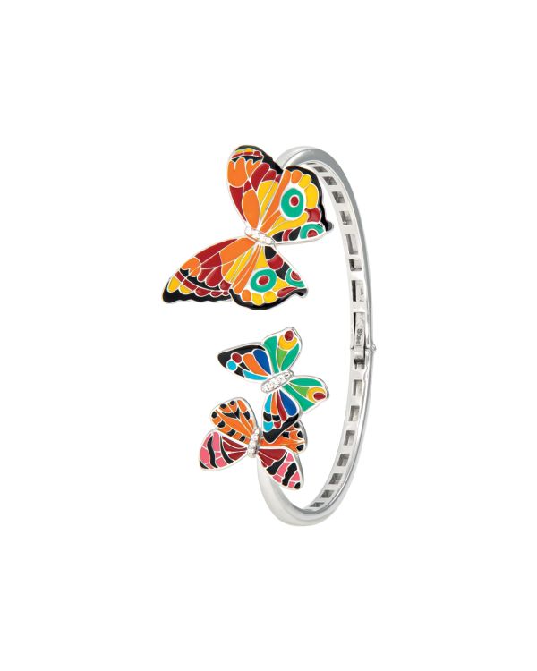 Una Storia - Email, Zirkonia Armreif Silber 925 - Papillon