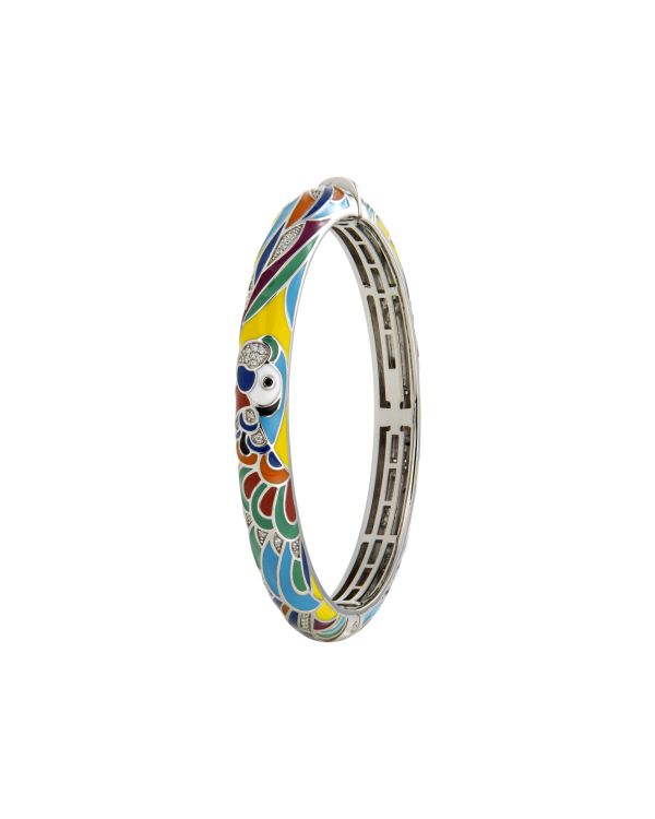 Una Storia - Email, Zirkonia Armreif Silber 925 - Lovebirds