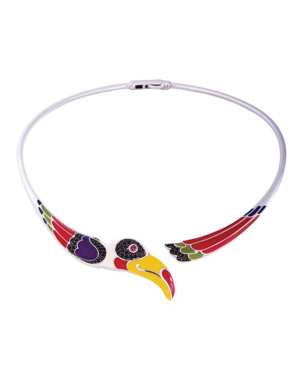 Una Storia - Email, Zirkonia Halsreif Silber 925 - Toucan