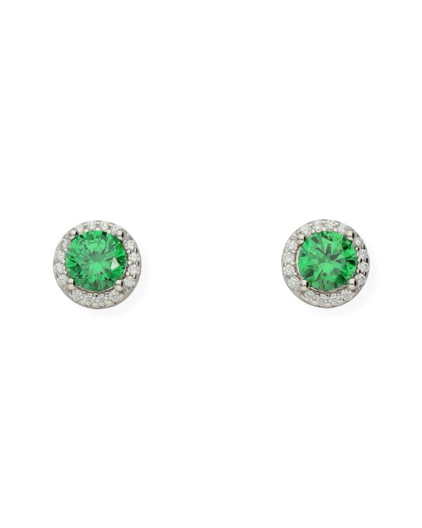 Clous d'oreilles Émeraude, Zirconia Argent 925 - Colorstone de Carat