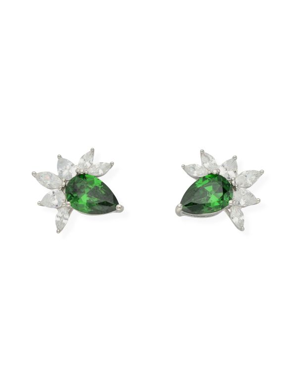 Clous d'oreilles Émeraude, Zirconia Argent 925 - Colorstone de Carat