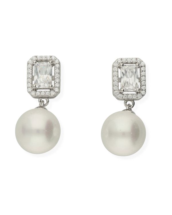 Pendants d'oreilles Perles, Zirconia Argent 925 - Pearls de Carat
