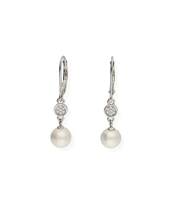 Pendants d'oreilles Zirconia, Perles Argent 925 - Pearls de Carat