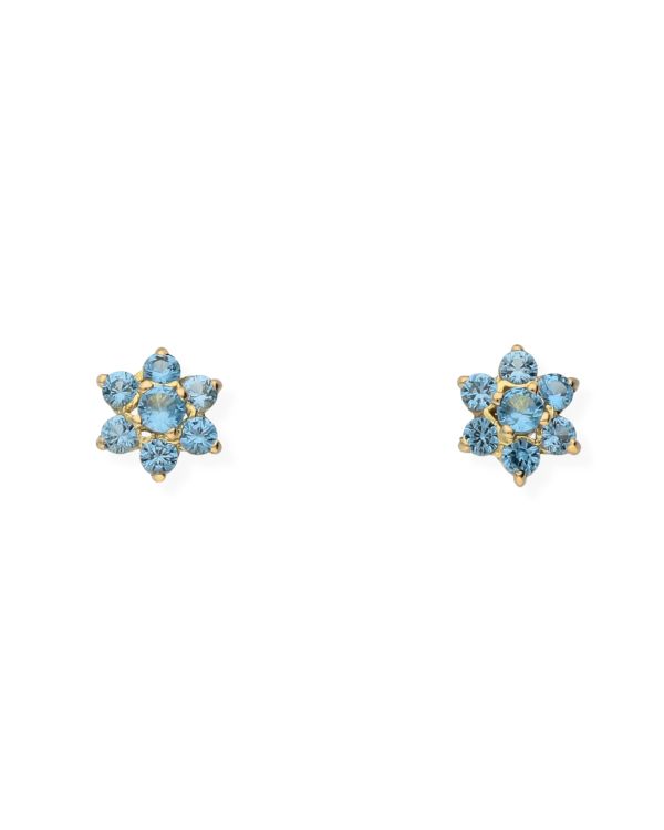 Clous d'oreilles Aiguemarine synth Or 18 ct - Style de Carat