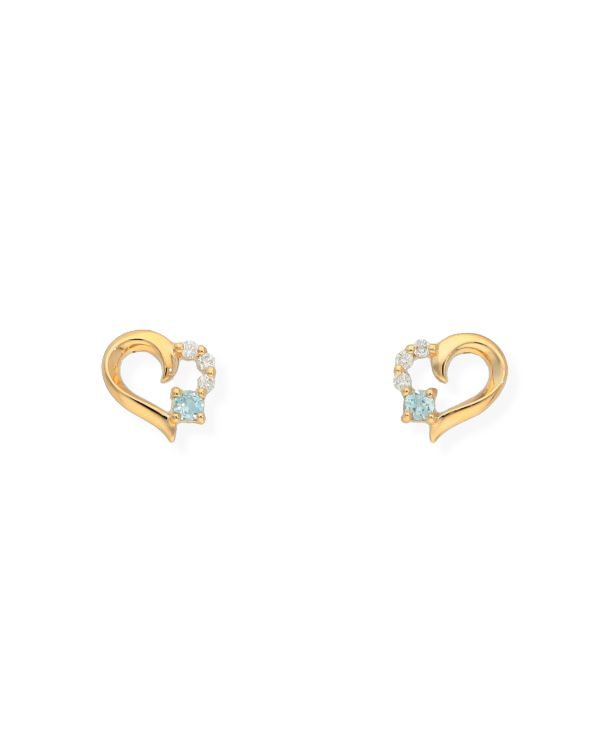 Clous d'oreilles Topaze Bleue, Diamant Or 18 ct - Colorstone de Carat