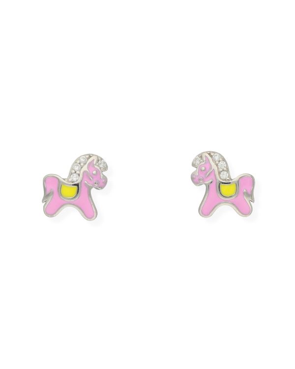 Clous d'oreilles Émail, Zirconia Argent 925 - Motifs de Carat Kids
