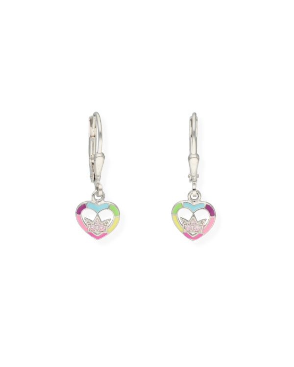 Pendants d'oreilles Émail, Zirconia Argent 925 - Hearts de Carat Kids
