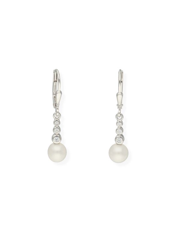 Pendants d'oreilles Perles, Zirconia Argent 925 - Pearls de Carat